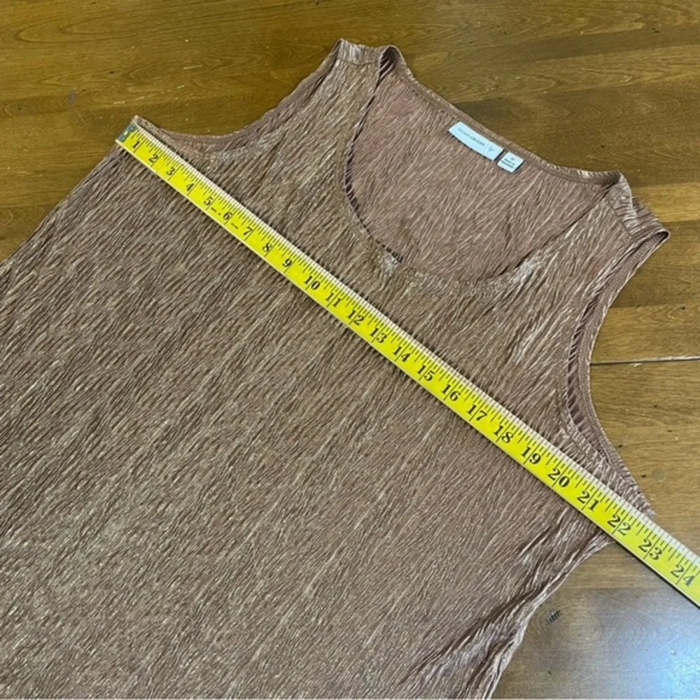 Susan Graver Shimmer Champagne‎ Pink Sleeveless Pleated Blouse Top Shirt Sz 1X